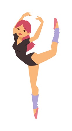 Silhouette of female modern contemporary ballet dancer girl. Professional ballet dancer posing. Beautiful female young woman ballerina dancers character. Performer beauty exerciseのイラスト素材