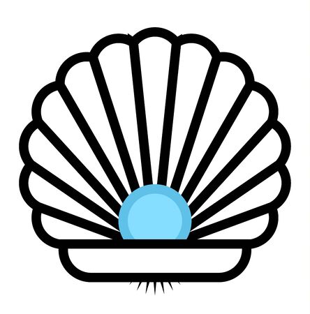 Sea shell outline flat sea clams vector illustration. Snail aquarium underwater shape cartoon clams. Coral marine cartoon clams cute tropical graphic art. Marine water ocean seashellのイラスト素材