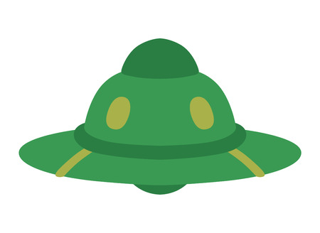 UFO craft plane and space station silhouette vector. Unidentified antenna planet travel universe UFO spaceship. Flying technology science UFO spaceship mystery rocket, cartoon design.のイラスト素材