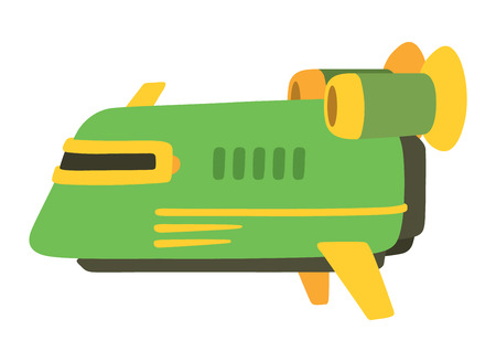UFO craft plane and space station silhouette vector. Unidentified antenna planet travel universe UFO spaceship. Flying technology science UFO spaceship mystery rocket, cartoon design.のイラスト素材