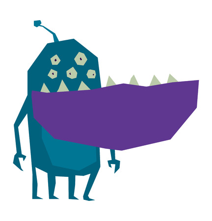 Cartoon alien monster graphic mutant character. Colorful toy cute alien monster cute cartoon creature funny animal. Vector alien monster happy ugly comic cool character.のイラスト素材