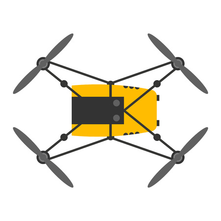 Vector illustration aerial vehicle drone quadcopter surveillance unmanned innovation. Air drone hovering wireless vehicle vector. Remote control drone quadcopter set aircraft fly aerial camera.のイラスト素材