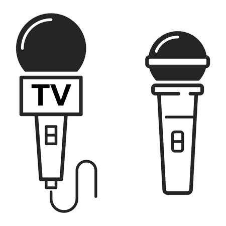 Microphone vector icon illustration isolated on white background. Vector microphone icon sign. Mike black icon, mike voice toolのイラスト素材