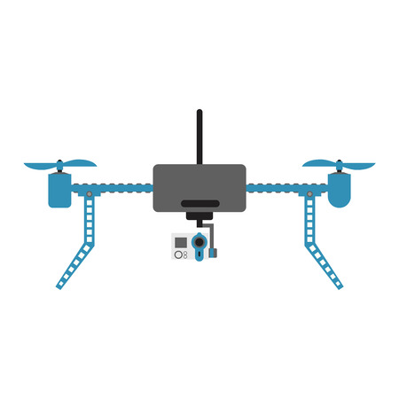Vector illustration aerial vehicle drone quadcopter surveillance unmanned innovation. Air drone hovering wireless vehicle vector. Remote control drone quadcopter set aircraft fly aerial camera.のイラスト素材