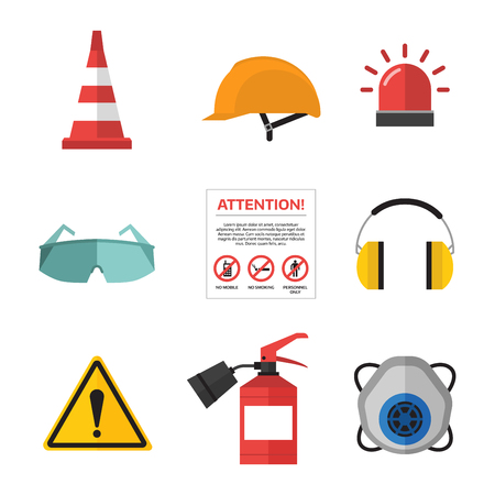 Vector of Safety work icons flat style. - ID:1-62309696 - Royalty Free ...