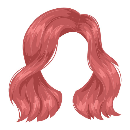 Vector design of beautiful female hairstyle. Portrait beautiful woman hairstyle straight smooth brown hair. Styling brunette woman hairstyle fashion wellness pretty profile.のイラスト素材