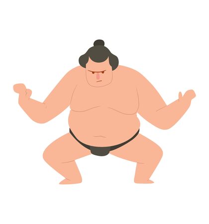 Fighter sumo japan man kick punch grab throw body vector. Athlete training martial sumo fighter people symbol character. Fighter man strong gym kick body. Fight peopleのイラスト素材