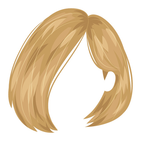 Vector design of beautiful female hairstyle. Portrait beautiful woman hairstyle straight smooth brown hair. Styling brunette woman hairstyle fashion wellness pretty profile.のイラスト素材