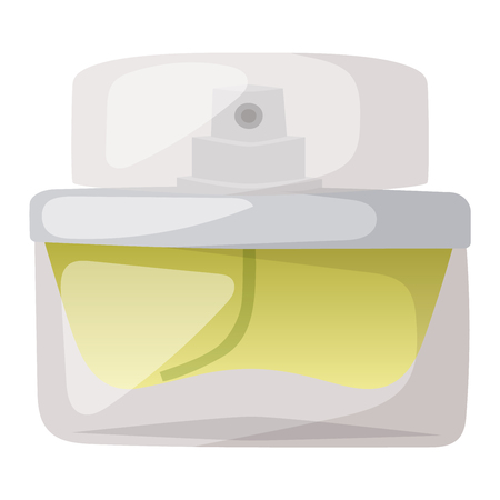 Vector perfume fashion container smell spray bottle template. Vector illustration perfume shop symbols elegant merchandise gift. Beauty liquid luxury fragrance aroma perfume bottle templateのイラスト素材