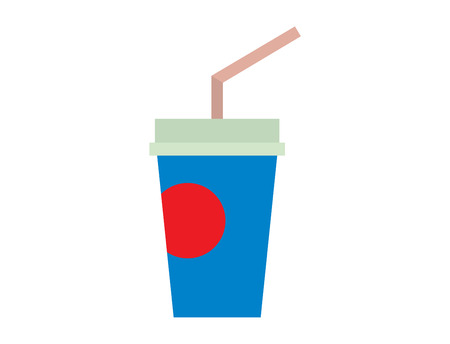 Dark green cardboard take out drink cup with straw isolated on white. Isolated beverage plastic container take out drink cup. Paper take out drink cup cold unhealthy fast food.のイラスト素材
