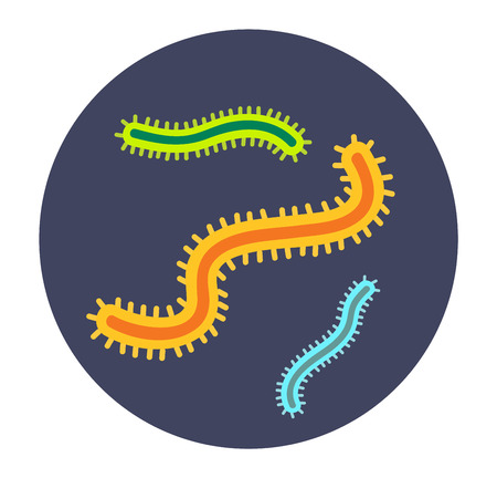 Bacteria virus vector icon. Biology microorganisms, microbes germs and bacilli. Vector biology icons, medical virus icons, bugs isolated. Virus science microbe vector icon. Virus bacteria iconのイラスト素材