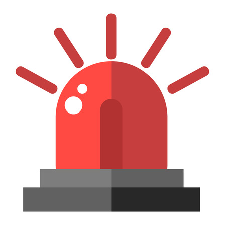 Police or ambulance red flasher siren  . Flat style flasher alarm with line scatter rays. Flasher alarm design and flasher alarm emergency siren fire police ambulance security sign.のイラスト素材