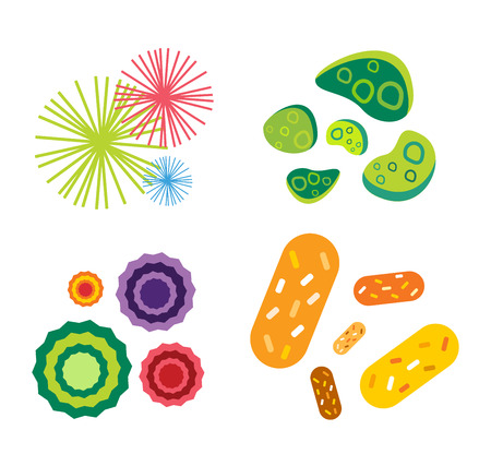 Bacteria virus vector icon. Biology microorganisms, microbes germs and bacilli. Vector biology icons, medical virus icons, bugs isolated. Virus science microbe vector icon. Virus bacteria iconのイラスト素材
