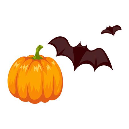 Autumn pumpkin element design, pumpkins oriental bittersweet vector illustration. Pumpkin icon vegetable. Harvest symbol season decoration.のイラスト素材