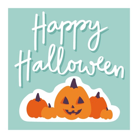 Set of happy halloween greeting card. Vector illustration party invitation design with emblem. Typographic halloween invitation cards template. Halloween cover designのイラスト素材