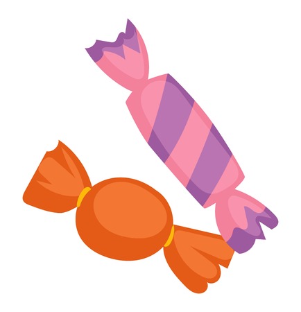 Candy sweet food vector illustration. Colorful candy isolated on white vector illustration. Falt sugar candy. Sweet candy dessertのイラスト素材