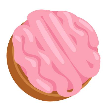 Gingerbread cookie isolated on a white background. Chocolate chip cookie on white. Gingerbread cookie sweet food. Gingerbread cookie traditional biscuit. Gingerbread cookie round dessert.のイラスト素材