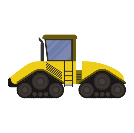 Vehicle tractor farm vector illustration isolated on white background. Construction industry farm harvesting machinery equipment tractorsのイラスト素材