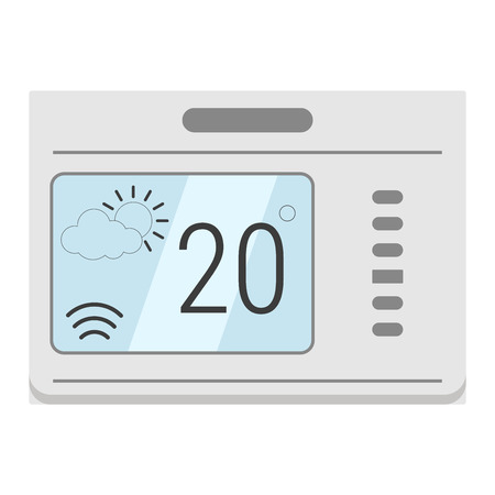 Microwave oven technology appliance equipment modern flat vector illustration. Kitchen domestic prepare hot food electric microwave and electrical cooking microwave. Microwave steel appliance design.のイラスト素材