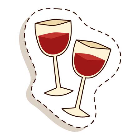 Red wine in a glass isolated on white background and glass of wine vector drink. Glass of red wine and glass of wine alcohol beverage celebration grape merlot. Gourmet restaurant party alcohol liquor.のイラスト素材