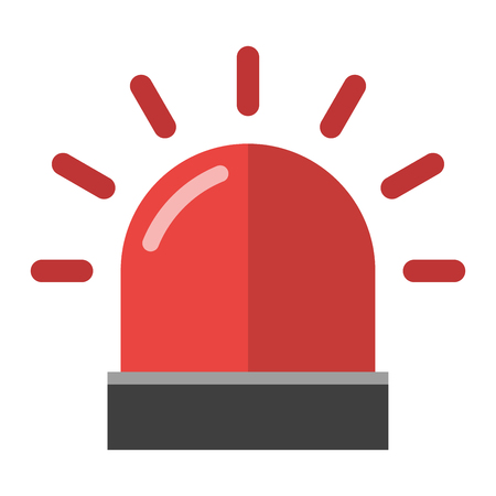 Police or ambulance red flasher siren logo. Flat style flasher alarm with line scatter rays. Flasher alarm design and flasher alarm emergency siren fire police ambulance security sign.のイラスト素材