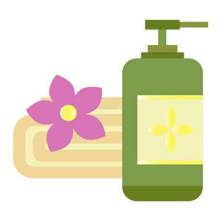 Rustic setting with natural olive soap and cream bottle. Natural cosmetic oil and natural cosmetic body cream vector. Natural cosmetic beauty treatment organic wellness bowl massage products.のイラスト素材