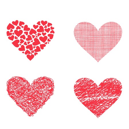 Simple red heart sharp vector icon. Color card beautiful celebrate bright emoticon red heart symbol. Red heart holiday abstract art icon decoration. Romance shape design. Love amour heart symbol.のイラスト素材