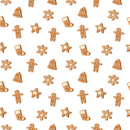 Sweet Christmas seamless pattern cake cookie isolated on white. Traditional Christmas sweet cake holliday vector. Cake for New Year food sweet vector. Food fresh cake cookie isolatedのイラスト素材