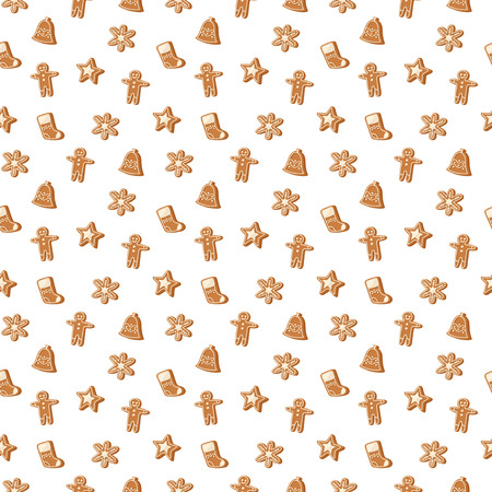 Sweet Christmas seamless pattern cake cookie isolated on white. Traditional Christmas sweet cake holliday vector. Cake for New Year food sweet vector. Food fresh cake cookie isolatedのイラスト素材