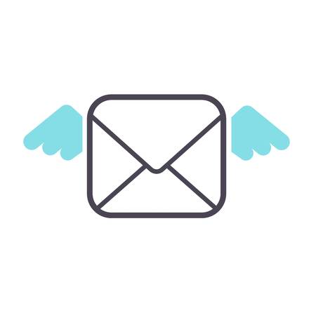 Envelope mail icon plane shopping and message icon for e-mail. Mail icon symbol message letter send. Web communication mail icon address business correspondence interface.のイラスト素材