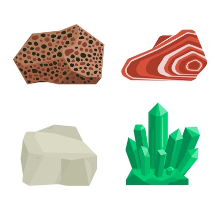 Collection set of semi precious gemstones vector stones and mineral stone isolated on white background. Colorful shiny gemstone. Mineral stone jewelry material agate mineral stone geology crystalのイラスト素材