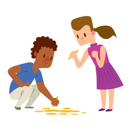 Artist kid children. Education artist kid children painting. Creative little artist baby kid children preschool colorful character vector.のイラスト素材