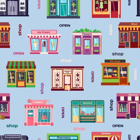 Shop facade vector pattern pattern seamless backgroundのイラスト素材