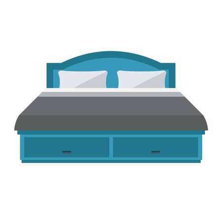 Exclusive sleeping bed furniture design bedroom fashionable bunk. Interior banknet room vector illustration. Comfortable relaxation home room with bedding.のイラスト素材