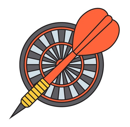 Vector darts goal target business success icon related to management, strategy, career progress and process. Motivation circle target pictogram development sport game.のイラスト素材