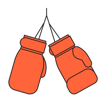 Pair of red leather boxing gloves isolated on white punch equipment protection. Fight competition training sportswear. Cmbative kickboxing wear vector.のイラスト素材