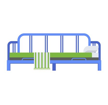 Exclusive sleeping bed furniture design bedroom fashionable bunk. Interior banknet room vector illustration. Comfortable relaxation home room with bedding.のイラスト素材