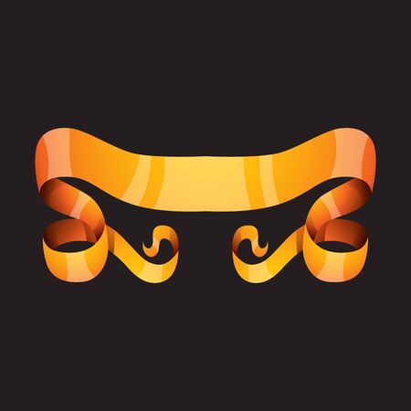 Golden ribbons of different web forms vector illustration. Birthday scroll art blank present decoration golden ribbon celebration design. Bow gift banner label holiday symbolのイラスト素材