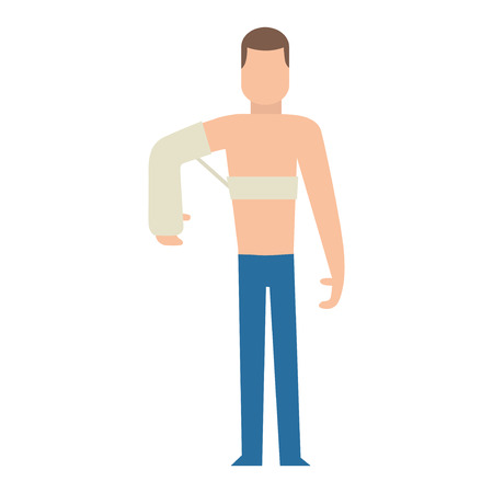 Trauma accident and human body safety vector silhouette. Cartoon flat style man health medical treatment medicine care illustration isolated on white background.のイラスト素材