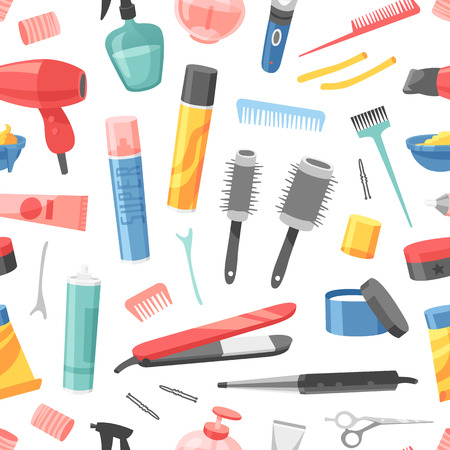 Hairdresser seamless pattern vector.のイラスト素材