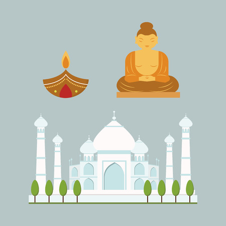 India landmark travel vector icons collectionのイラスト素材