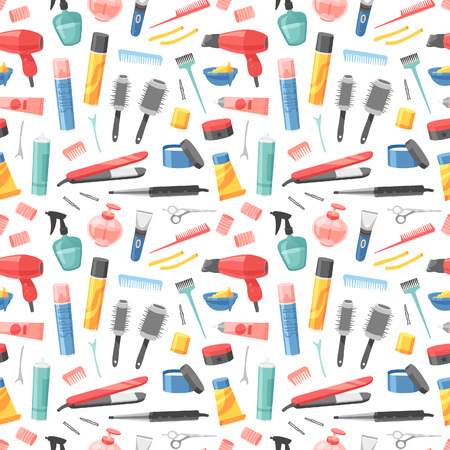 Hairdresser seamless pattern vector.のイラスト素材