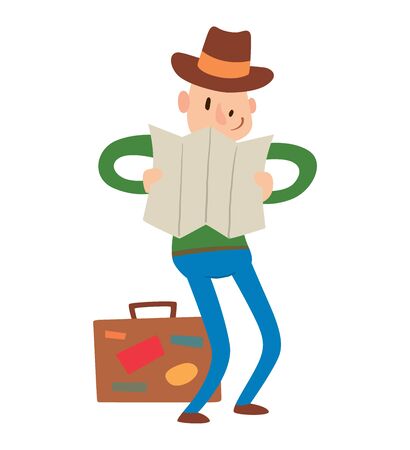 Man with map vector.のイラスト素材