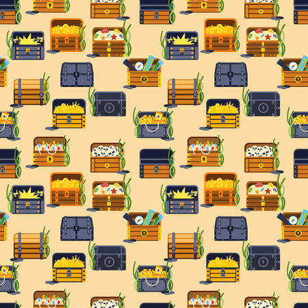 Treasure chest vector seamless pattern illustration.のイラスト素材