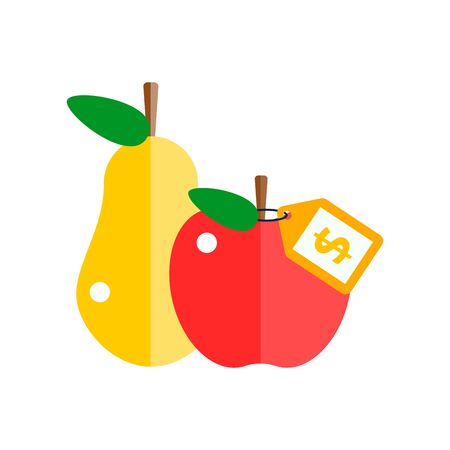Red apple and pear vector illustration.のイラスト素材