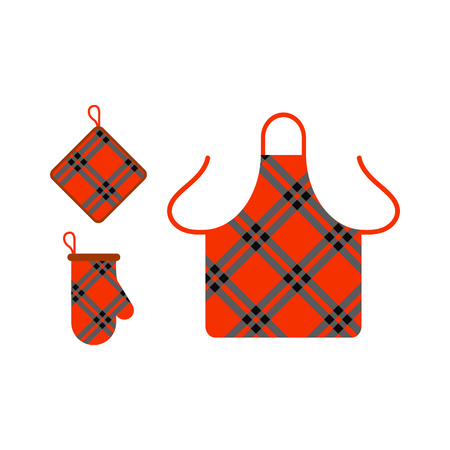 Kitchen apron and potholder vector illustration.のイラスト素材