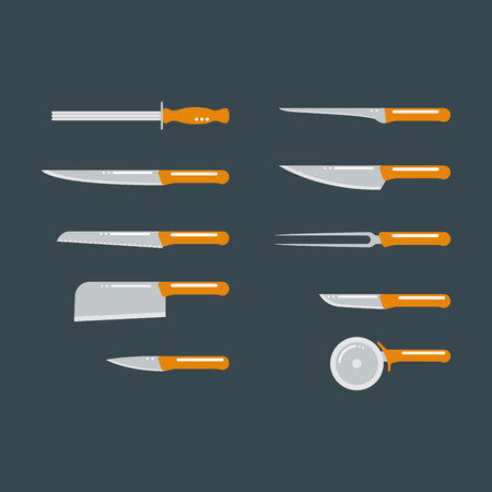 Kitchen knife flat vector.のイラスト素材