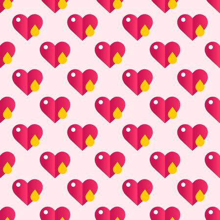 Red heart vector seamless pattern.のイラスト素材