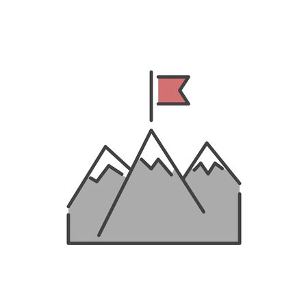 Line mountains with flag icon vector.のイラスト素材