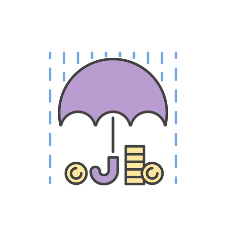 Money rain and umbrella sign icon vectorのイラスト素材
